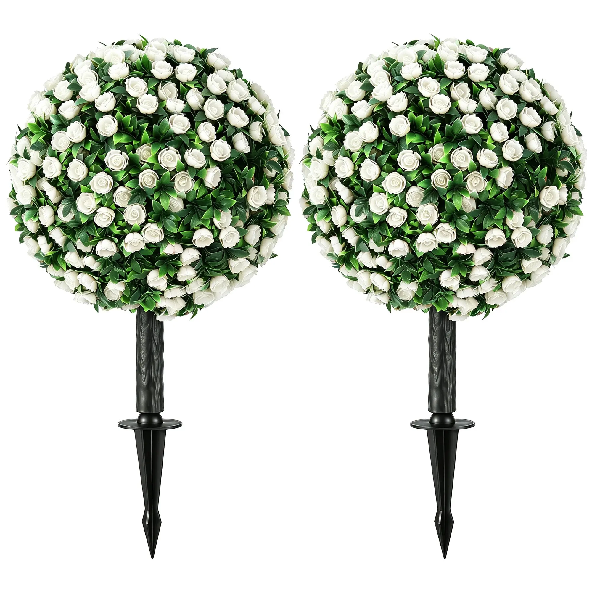 TEST testing Artificial Rose Topiary Balls 2-Pack, 55 cm (21.7 in) UV-Resistant Artificial Plants with 306 White Roses and Ground Spike for Living Room, Bedroom, Office, Garden