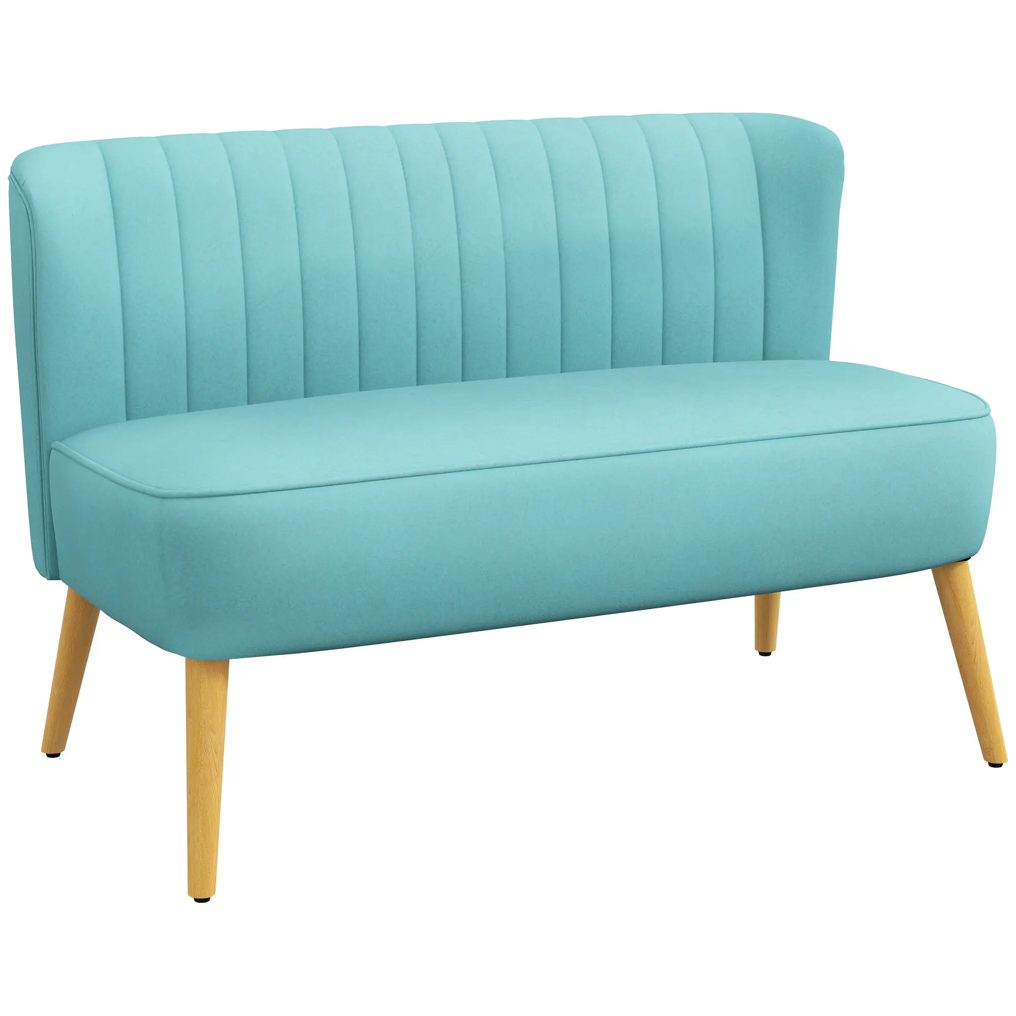 Sofa Retro Design 331 Two-Seater Sofa, Wooden Legs, 120 cm x 56.5 cm x 77 cm, Green