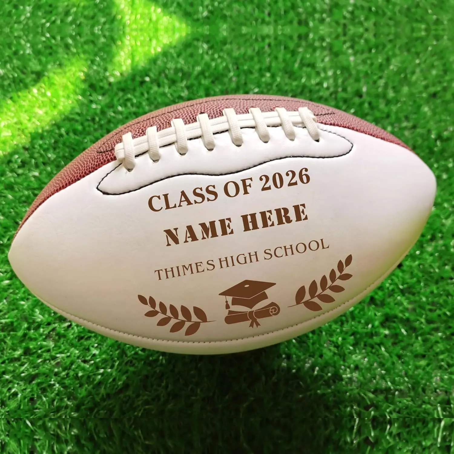 EDSG Personalized 12-Inch Full-Size Footballs — Class of 2026 Graduation & Groomsmen Gifts for Coach, Dad, Player or Fan