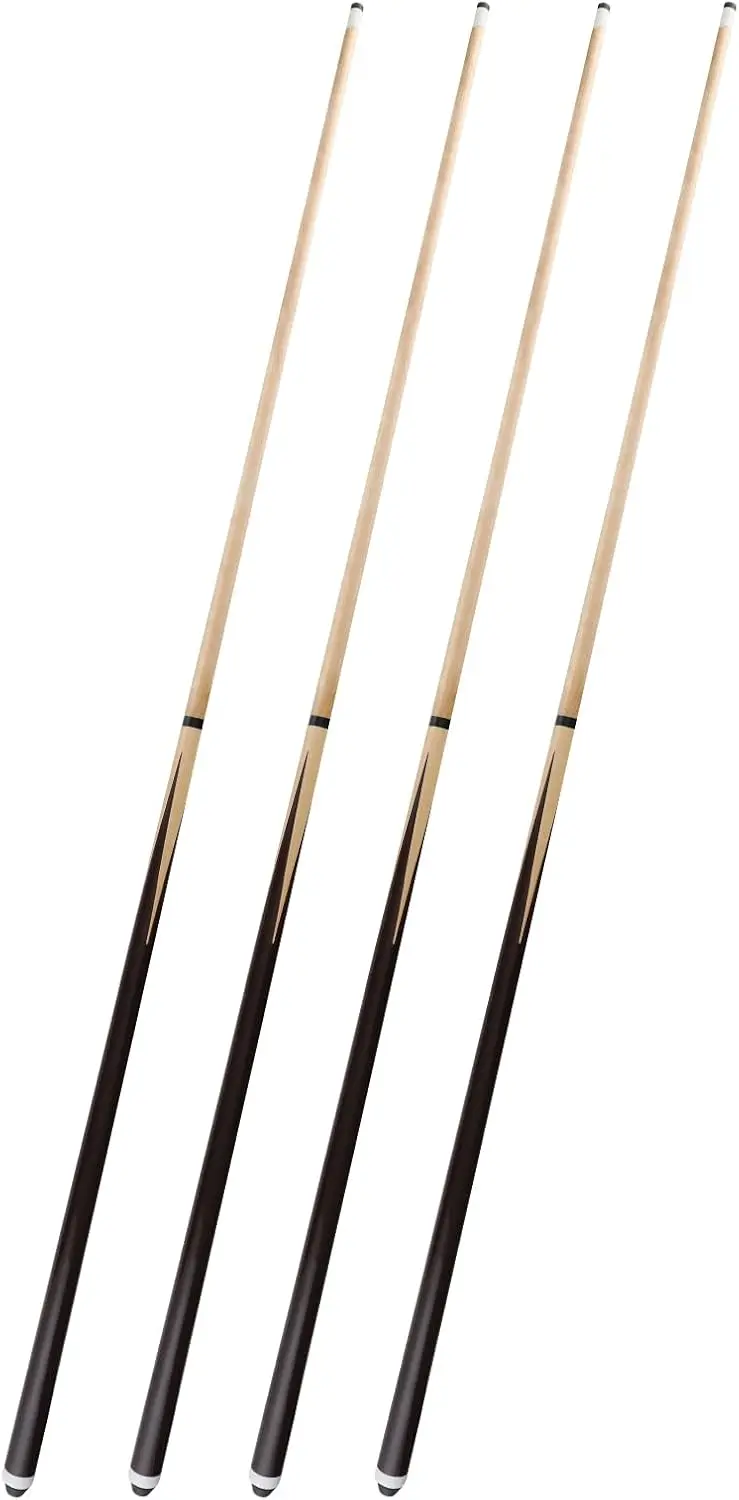 2-Piece Wooden Pool Cues, 36/42/48/58 in, Standard & Heavy, 13mm Tip, Sets of 2 or 4 - Beginner & Family Friendly