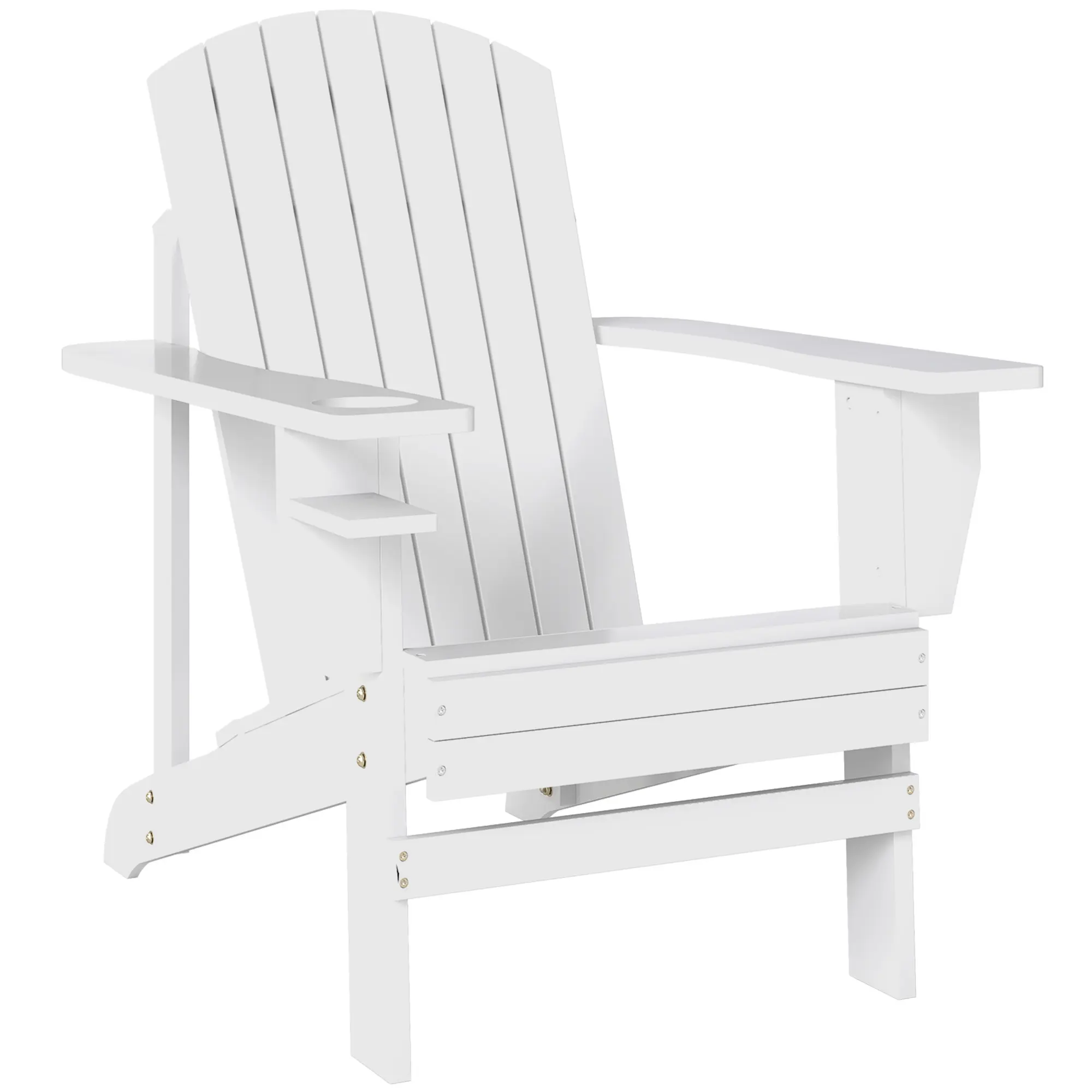 Tesing data1Oversized Adirondack Chair, Outdoor Fire Pit and Porch Seating, Classic Log Lounge w/ Built-in Cupholder, White