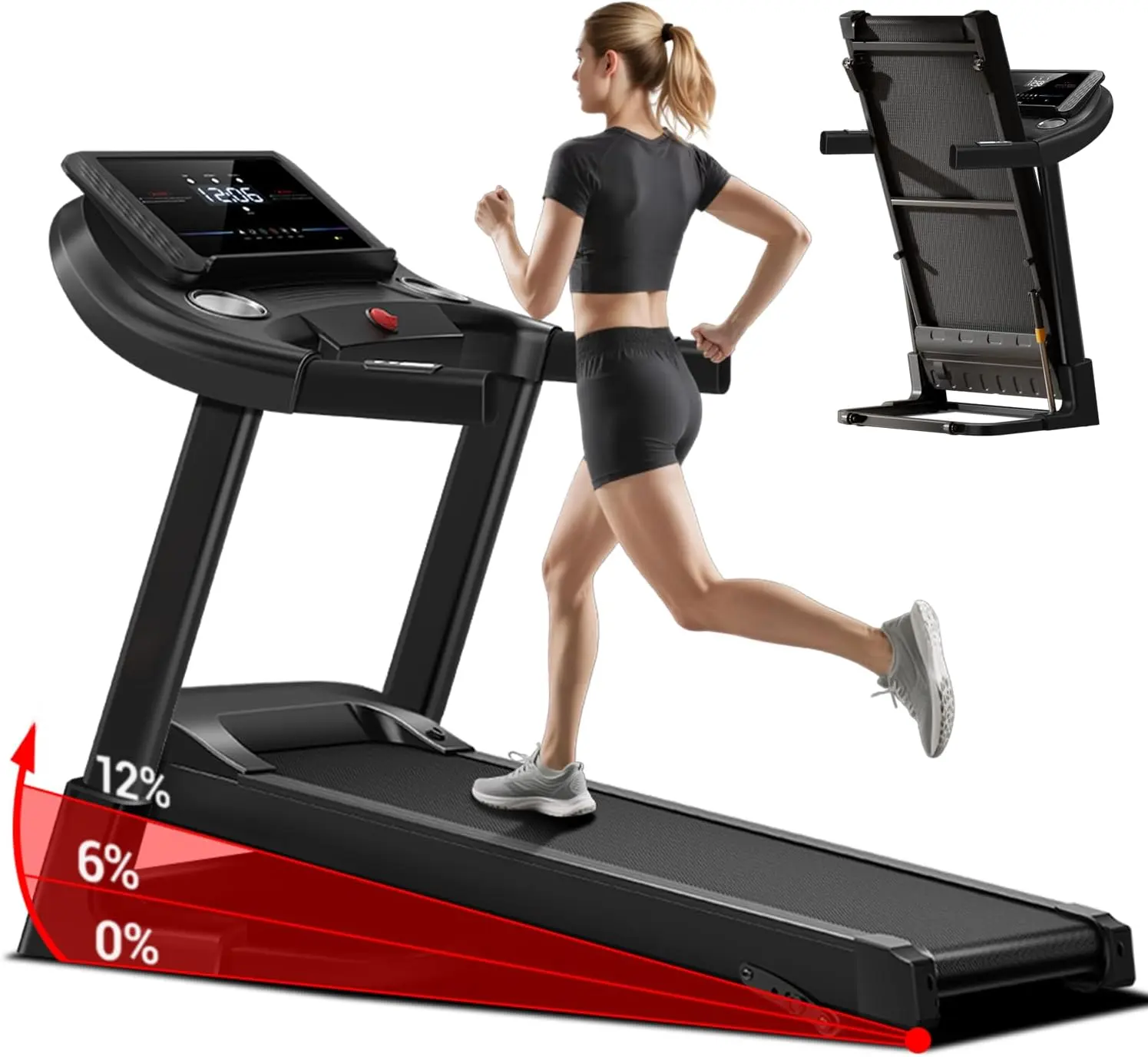 SmartFold Home Folding Incline Treadmill - Quiet 3.0HP, Space-Saving Design