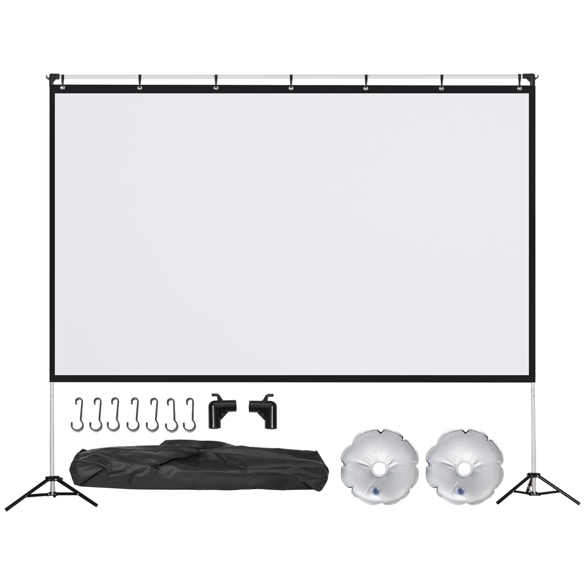 HOMCOM IE Located 100-inch Projector Screen and Stand, Portable Front and Rear Projection Screen, with Carry Bag, 4K HD 16:9 Screen for Indoor and Outdoor Use, Home Cinema, Presentation
