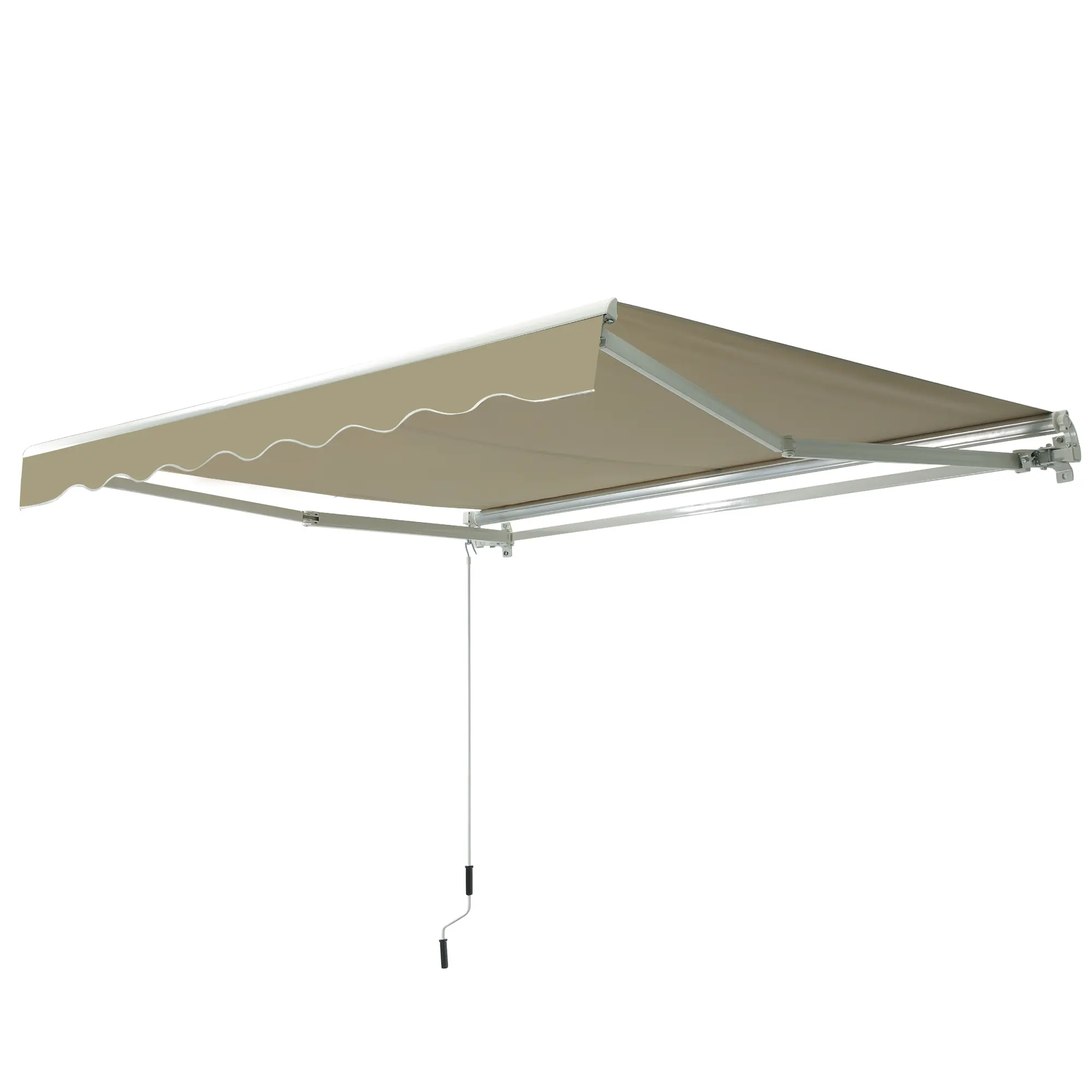 Outsunny 2.4 m x 2.1 m Retractable Patio Awning, Manual Exterior Sun Shade Deck Window Cover, Khaki