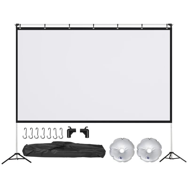 HOMCOM IE Located 100-inch Projector Screen and Stand, Portable Front and Rear Projection Screen, with Carry Bag, 4K HD 16:9 Screen for Indoor and Outdoor Use, Home Cinema, Presentation