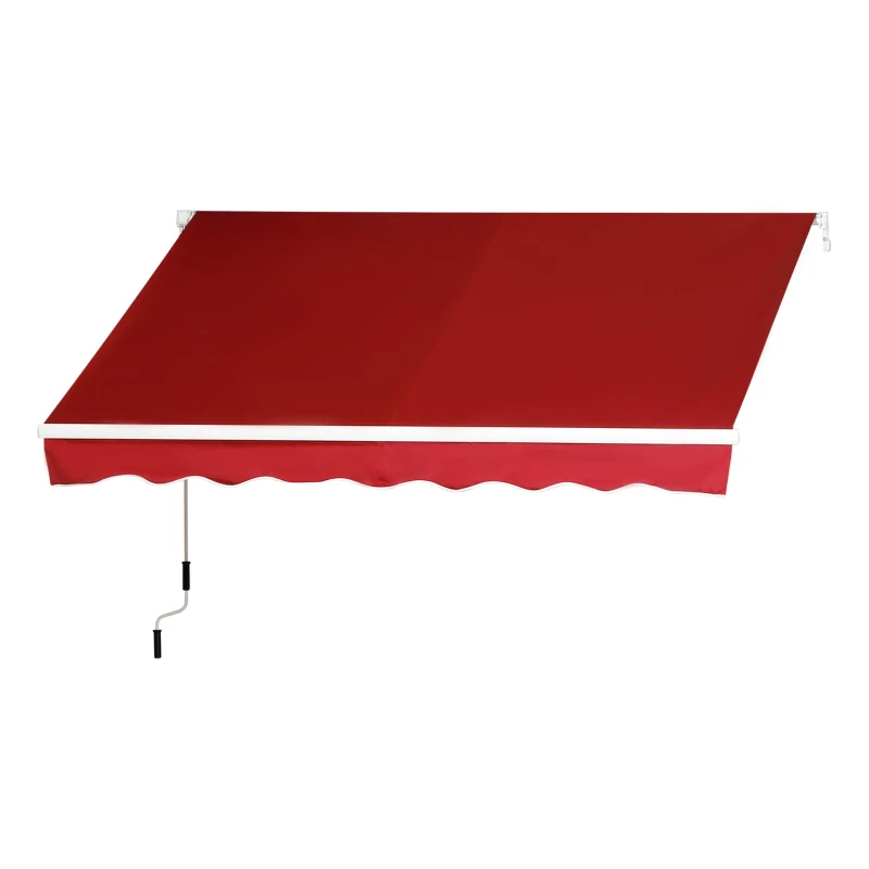 Outsunny 8' x 6.6' Retractable Patio Awning, Manual Exterior Sun Shade Deck Window Cover, Red